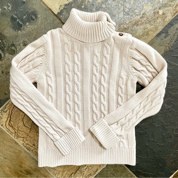 Jacadi Paris•NEW•Jacadi 04A (Size 4 US)•Cable Knit Turtleneck•Ivory•Cotton Blend - Picture 1 of 12